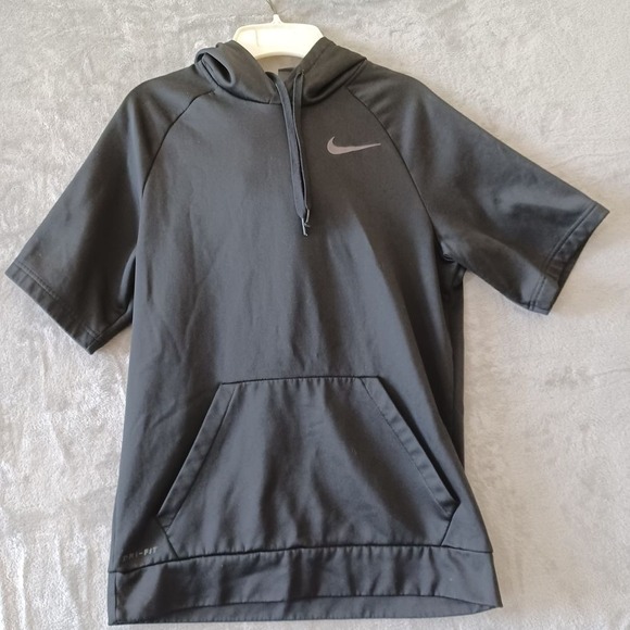 Nike Mens Sm Dry Spotlight Basketball Dri‎ Fit Short Sleeve Hoodie Black - Picture 1 of 5